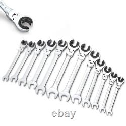 Anbull Ratcheting Wrench Set with Open Flex-head, 12PCS Metric (8-19mm) Combi