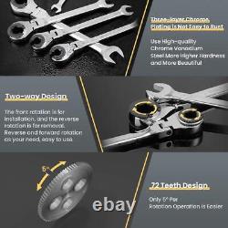 Anbull Ratcheting Wrench Set with Open Flex-head, 12PCS Metric (8-19mm) Combi