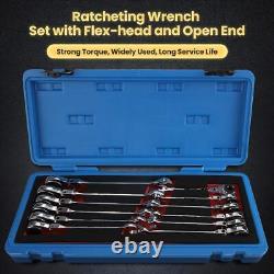 Anbull Ratcheting Wrench Set with Open Flex-head, 12PCS Metric (8-19mm) Combi
