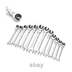 Anbull Ratcheting Wrench Set with Open Flex-head, 12PCS Metric Tubing Combinat