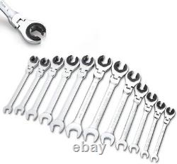Anbull Ratcheting Wrench Set with Open Flex-head, 12PCS Metric Tubing Combination
