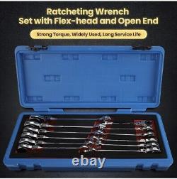 Anbull Ratcheting Wrench Set with Open Flex-head, 12PCS Metric Tubing Combination