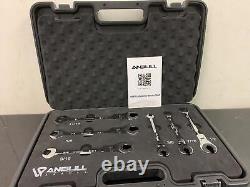 Anbull SAE Ratcheting Wrench Set with Open Flex-head 72 Gears