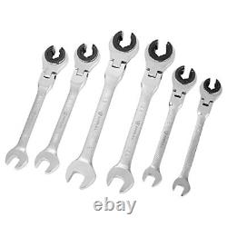 Anbull SAE Ratcheting Wrench Set with Open Flex-head 72 Gears CR-V Chrome Ste