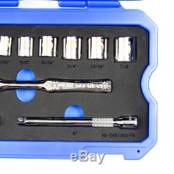 Armstrong 15-350 3/8 Drive 6 Point Inch-SAE Socket Set with Ratchet 12 Piece