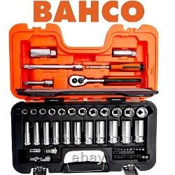BAHCO 53 Piece Ratchet Socket Set 3/8 Deep Metric & 1/4 Screwdriver Bits S330L