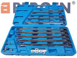 BERGEN 10pc Extra Long Double Ring Single Gear Ratchet Spanner Wrench Set A1898