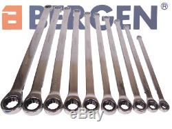 BERGEN 10pc Extra Long Double Ring Single Gear Ratchet Spanner Wrench Set A1898
