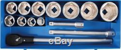 BGS Germany 15-pcs Reversible Ratchet Wrench Metric Socket Set 1 Drive 36-80mm