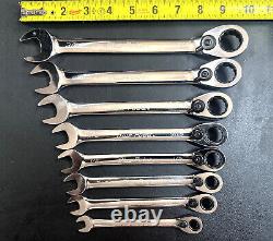 BLUE POINT BOER708 8 Pc 12-Point SAE 15° Offset Ratcheting Wrench Set 5/16-3/4