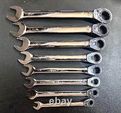 BLUE POINT BOER708 8 Pc 12-Point SAE 15° Offset Ratcheting Wrench Set 5/16-3/4