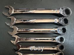 BLUE POINT BOER708 8 Pc 12-Point SAE 15° Offset Ratcheting Wrench Set 5/16-3/4