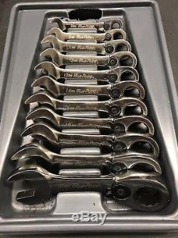 BLUE-POINT METRIC 11pc COMBINATION STUBBY RATCHETING WRENCH SET BOERMS712