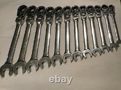 BLUE POINT by SNAP ON 12Pc Metric Ratchet Flex Head Combo Wrench SetBOERMF712A