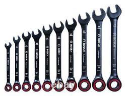 BOSCH COMBINATION WRENCH RATCHET TYPE 10 SIZE SET (8~19mm) 1600A016BU