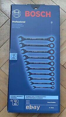 BOSCH COMBINATION WRENCH RATCHET TYPE 10 SIZE SET (8~19mm) 1600A016BU New