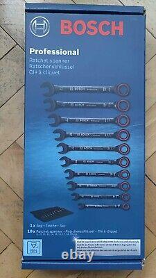 BOSCH COMBINATION WRENCH RATCHET TYPE 10 SIZE SET (8~19mm) 1600A016BU New
