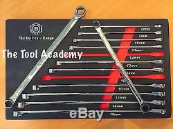 BRITOOL HALLMARK 12pce EXTRA LONG DOUBLE RING SPANNER WRENCH SET RATCHETING