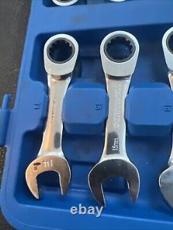 BluePower by Cornwell 12pc Metric Stubby Ratcheting Wrench Set 8-19mm
