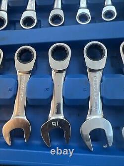 BluePower by Cornwell 12pc Metric Stubby Ratcheting Wrench Set 8-19mm