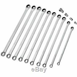 BlueSpot 10pc Extra Long Ratchet Spanner Set Double Ended Ring Aviation Spanners