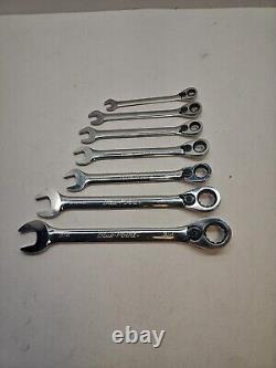 Blue-Point 7 pc 12-Pt SAE 15° Offset Ratcheting Box/Open-End Wrench Set NICE