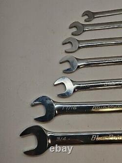 Blue-Point 7 pc 12-Pt SAE 15° Offset Ratcheting Box/Open-End Wrench Set NICE