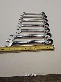 Blue-Point 7 pc 12-Pt SAE 15° Offset Ratcheting Box/Open-End Wrench Set NICE