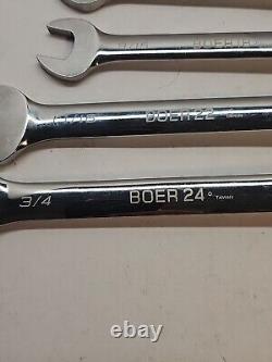Blue-Point 7 pc 12-Pt SAE 15° Offset Ratcheting Box/Open-End Wrench Set NICE