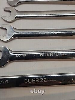 Blue-Point 7 pc 12-Pt SAE 15° Offset Ratcheting Box/Open-End Wrench Set NICE