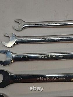 Blue-Point 7 pc 12-Pt SAE 15° Offset Ratcheting Box/Open-End Wrench Set NICE