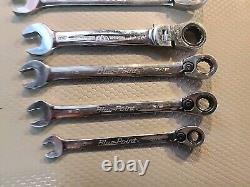 Blue-Point ratcheting combination wrench 7 of 8 pc set BOER708 SAE by Snap on