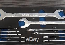Blue point NEW by Snap On 11pc 6mm-32mm open ratchet spanner metric SET in foam