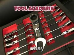 Britool Hallmark 8mm-19mm Short Ratcheting Flexi Head Spanner Wrench Tool Set