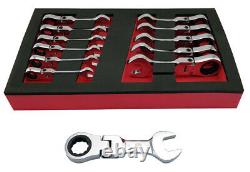 Britool Hallmark Flexi Ratchet Spanner Wrench Set, Stubby Design 8-19mm