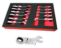 Britool Hallmark Flexi Ratchet Spanner Wrench Set, Stubby Design 8-19mm