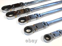 CORNWELL 5 Piece Metric Extra Long DOUBLE Flex Head Ratchet Wrench Set CRWLDF5MS