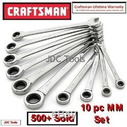 CRAFTSMAN 10 pc POLISHED COMBINATION RATCHETING WRENCH SET ALL METRIC 6MM-18MM