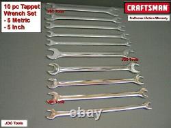 CRAFTSMAN 10pc FULL POLISH SAE METRIC MM Thin Head Tappet Open End Wrench set