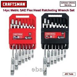 CRAFTSMAN 14 PC METRIC SAE RATCHETING FLEX HEAD WRENCH SET 12pt 7