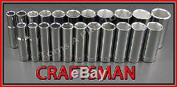 CRAFTSMAN HAND TOOLS 22pc 3/8 DEEP SAE METRIC MM 6pt ratchet wrench socket set