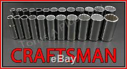 CRAFTSMAN HAND TOOLS 24pc 3/8 DEEP SAE METRIC MM 12pt ratchet wrench socket set