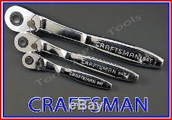 CRAFTSMAN HAND TOOLS 3pc 1/4 3/8 1/2 Fine Tooth THIN PROFILE Ratchet Wrench set