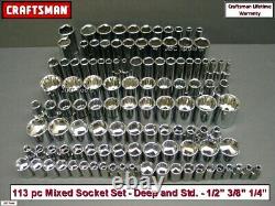CRAFTSMAN Socket Set Hand tools 113 pc 1/4,3/8,1/2 SAE&MM ratchet wrench set new
