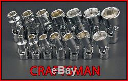 CRAFTSMAN TOOLS 14pc 1/4 3/8 6Pt SAE Universal Flex ratchet wrench socket set