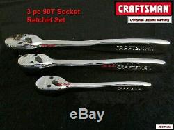 CRAFTSMAN TOOLS 3pc 1/4 3/8 1/2 SEALED HEAD Fine Tooth Ratchet Wrench set (90T)