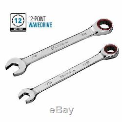 Capri Tools Ratcheting Wrench Set, True 100-Tooth, 1/4 to 1 in, SAE, 13-Piece