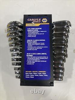 Carlyle 12 Piece Stubby Ratcheting Wrench Set Metric Polished Chrome 8-19mm NEW
