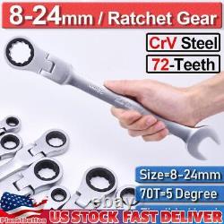 Combination Ratchet Gear Flexible Head Ratcheting Wrench Spanners Tool Set