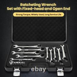 Combination Ratcheting Wrench Set SAE with Open End, Standard Tubing Ratchet